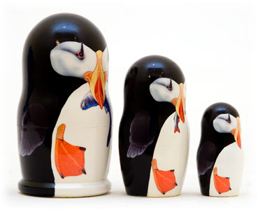 Bird Nesting Dolls Puffins 3pc/3.5''
