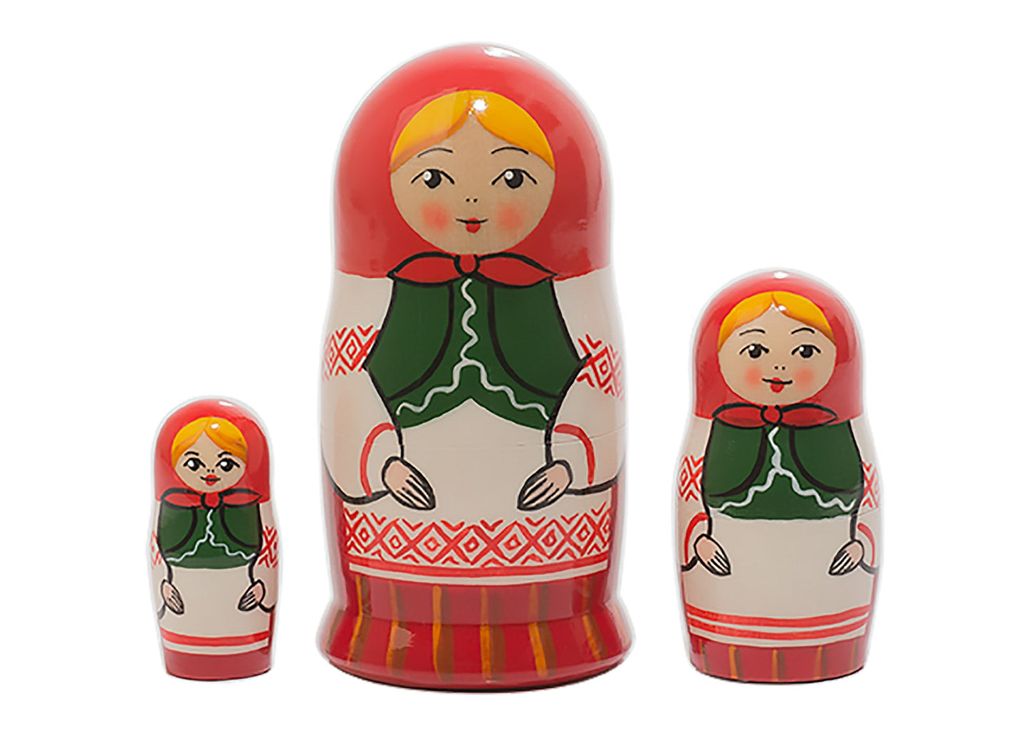 Russian Stackable Doll Belorussian Folk 3pc/3.5"