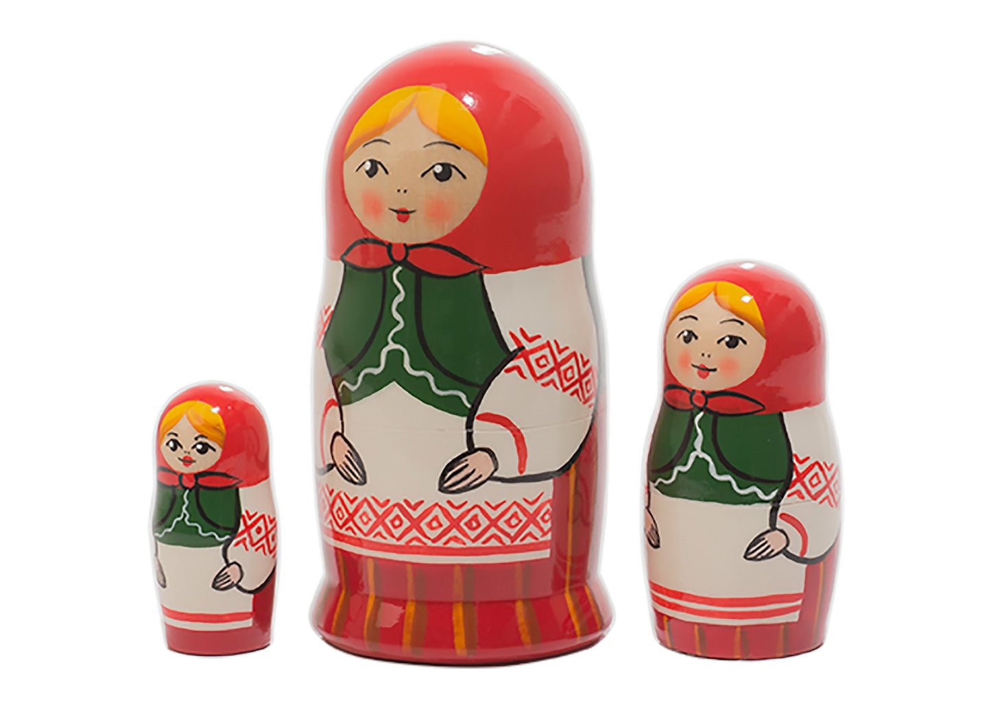 Russian Stackable Doll Belorussian Folk 3pc/3.5"