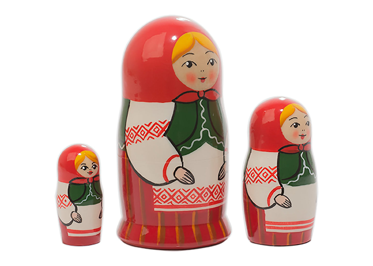 Russian Stackable Doll Belorussian Folk 3pc/3.5"