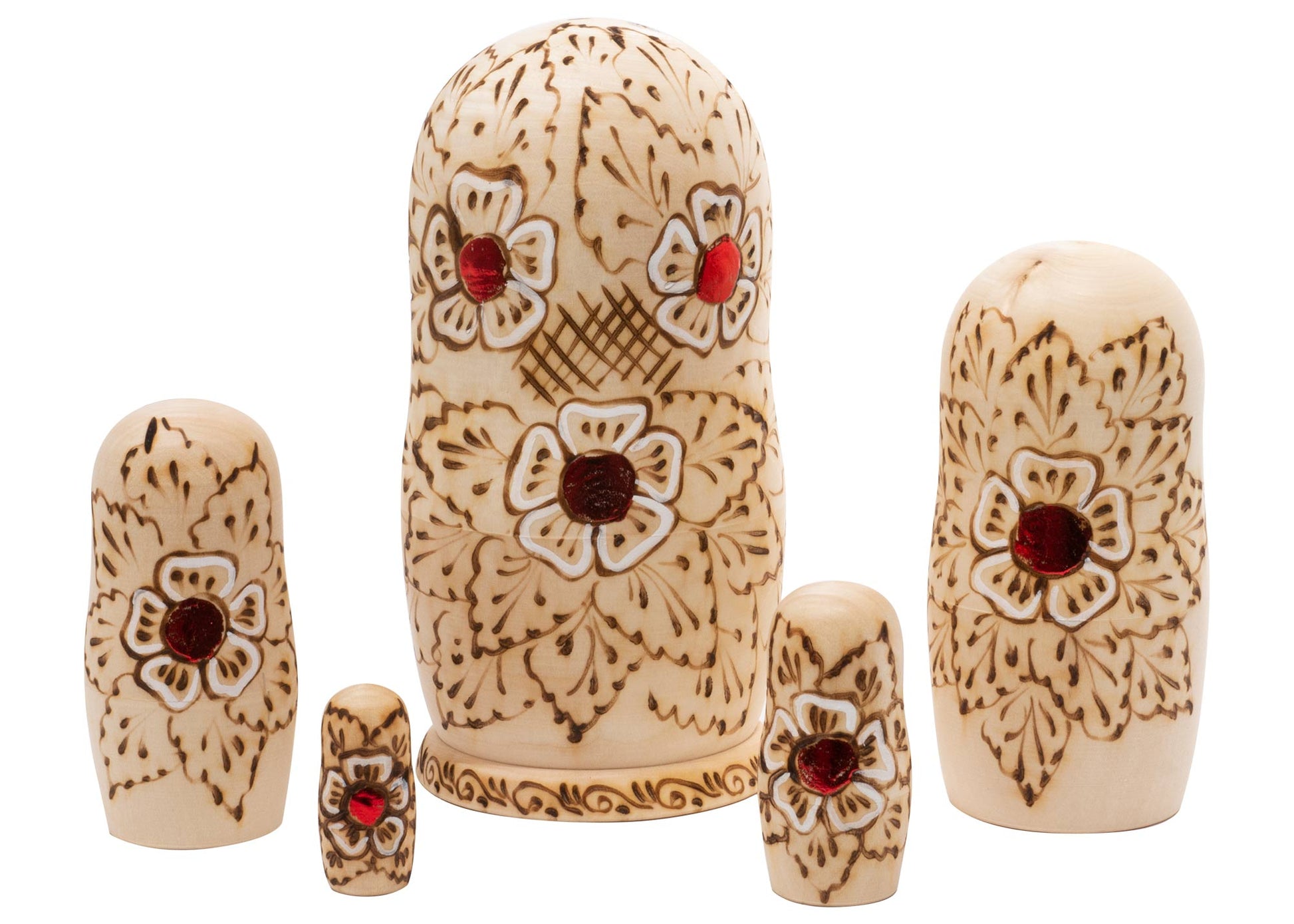 Russian Stackable Doll Russian Domes Wood-burned 5pc/6''