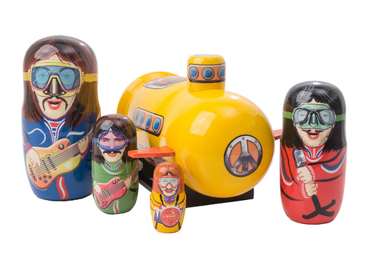 Russian Stackable Doll Yellow Submarine Beatles 5pc/6”