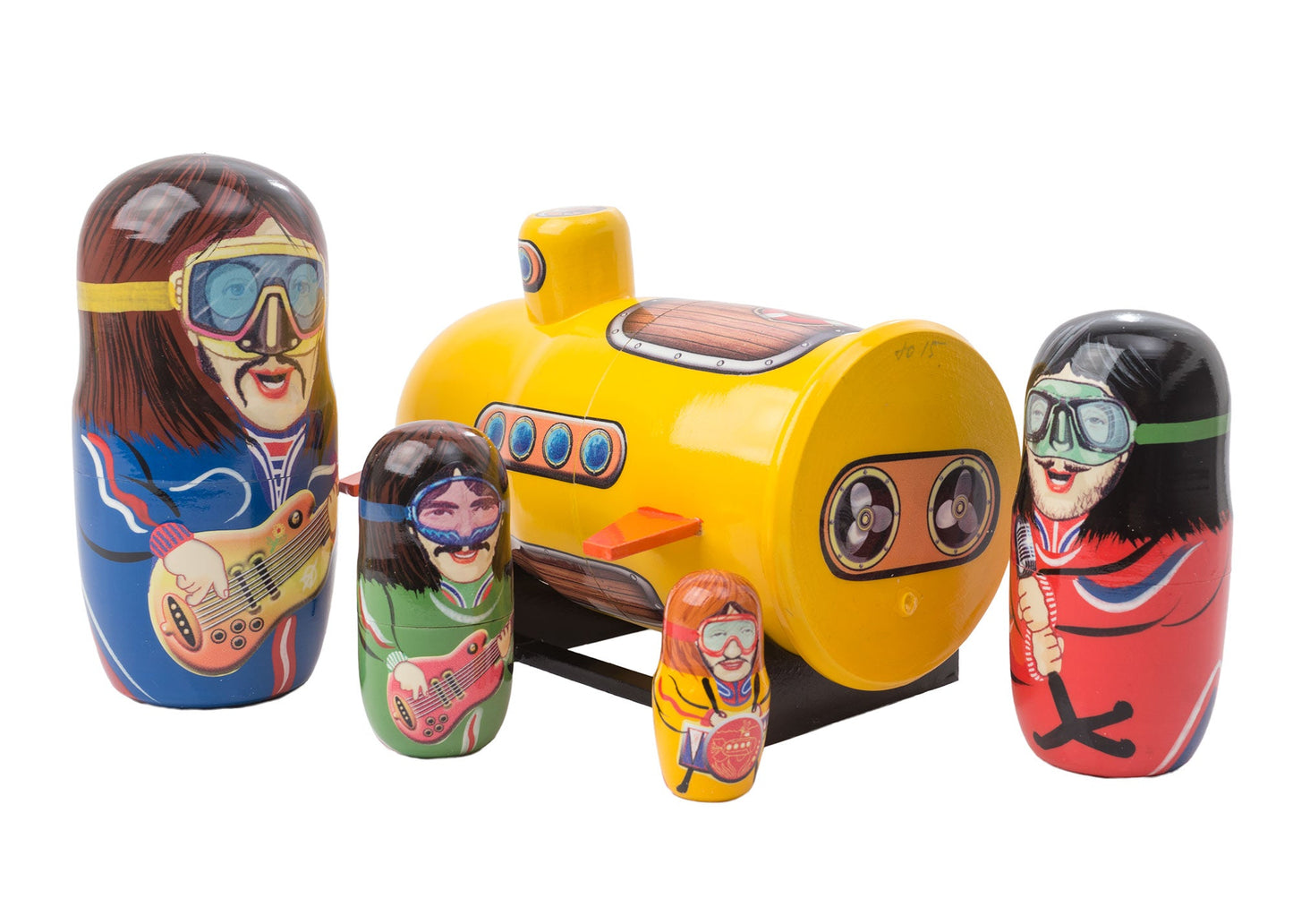 Russian Stackable Doll Yellow Submarine Beatles 5pc/6”