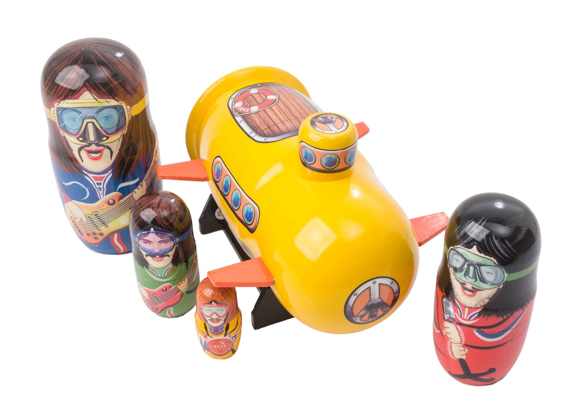 Russian Stackable Doll Yellow Submarine Beatles 5pc/6”