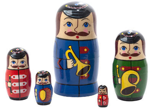 Russian Stackable Dolls Soldiers 5pc/4''