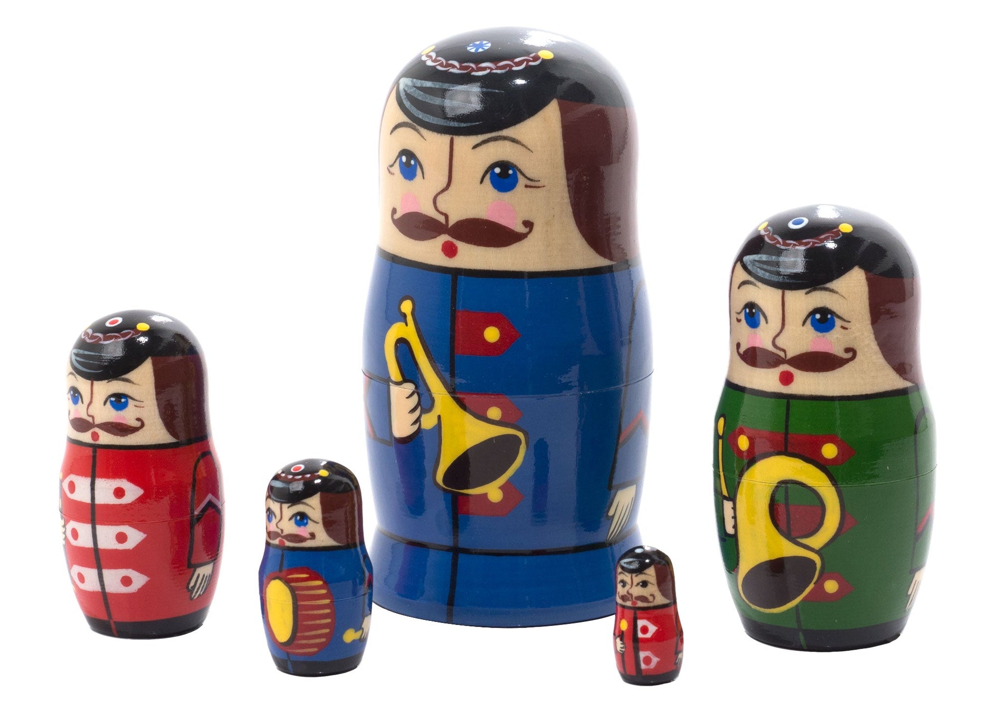 Russian Stackable Dolls Soldiers 5pc/4''