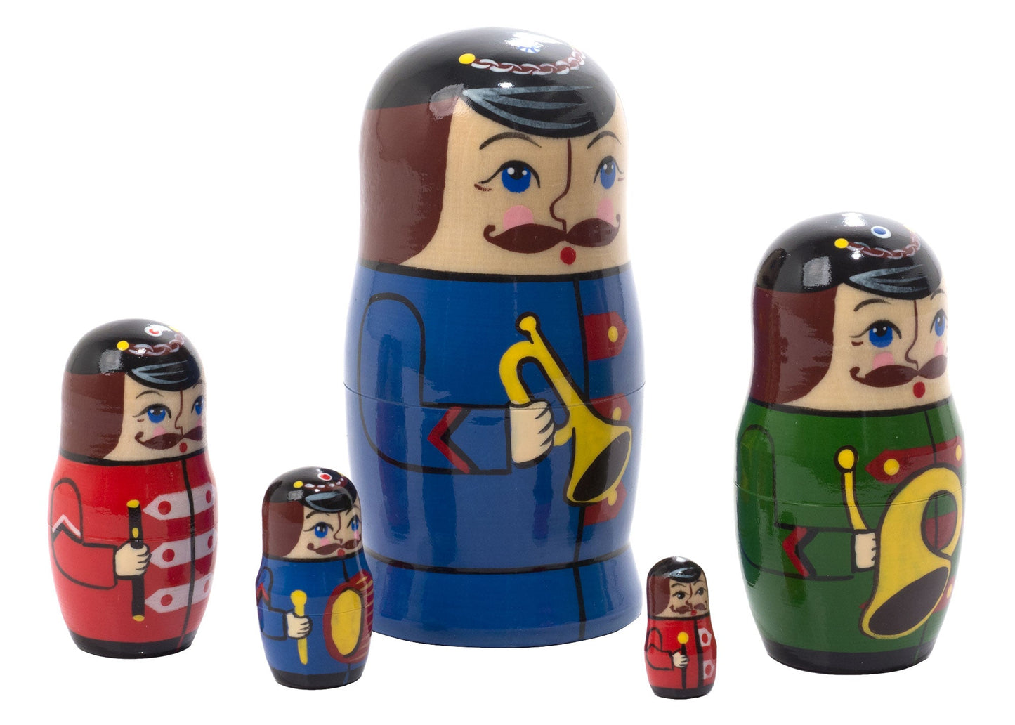 Russian Stackable Dolls Soldiers 5pc/4''