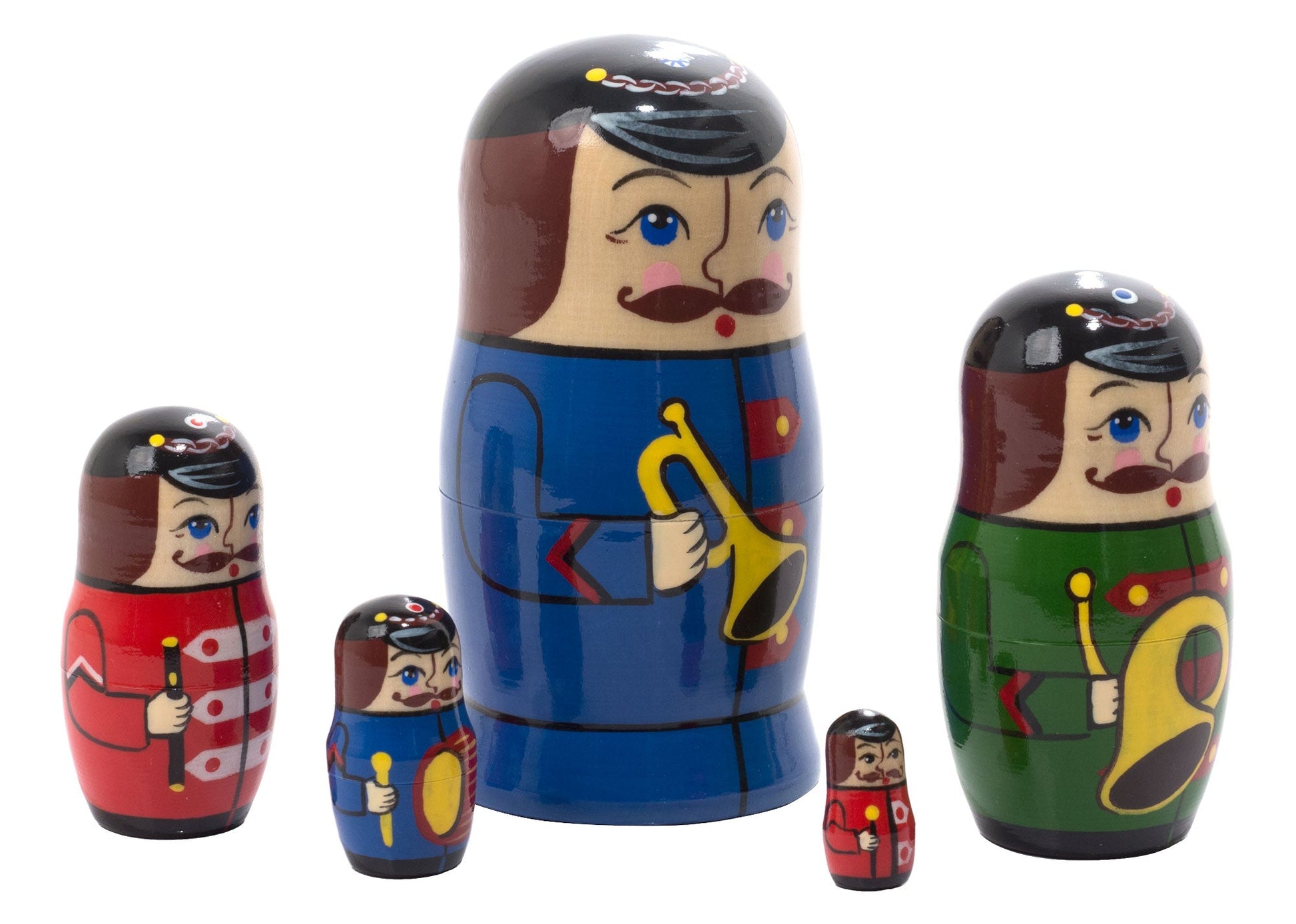 Russian Stackable Dolls Soldiers 5pc/4''