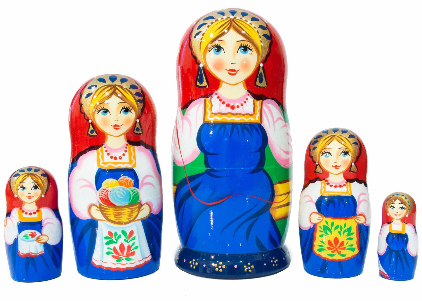 Russian Stackable Dolls Spinner Matryoshka 5pc/5.5''
