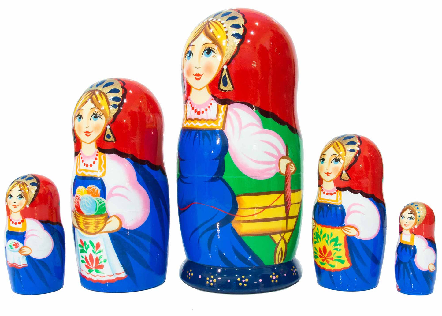 Russian Stackable Dolls Spinner Matryoshka 5pc/5.5''