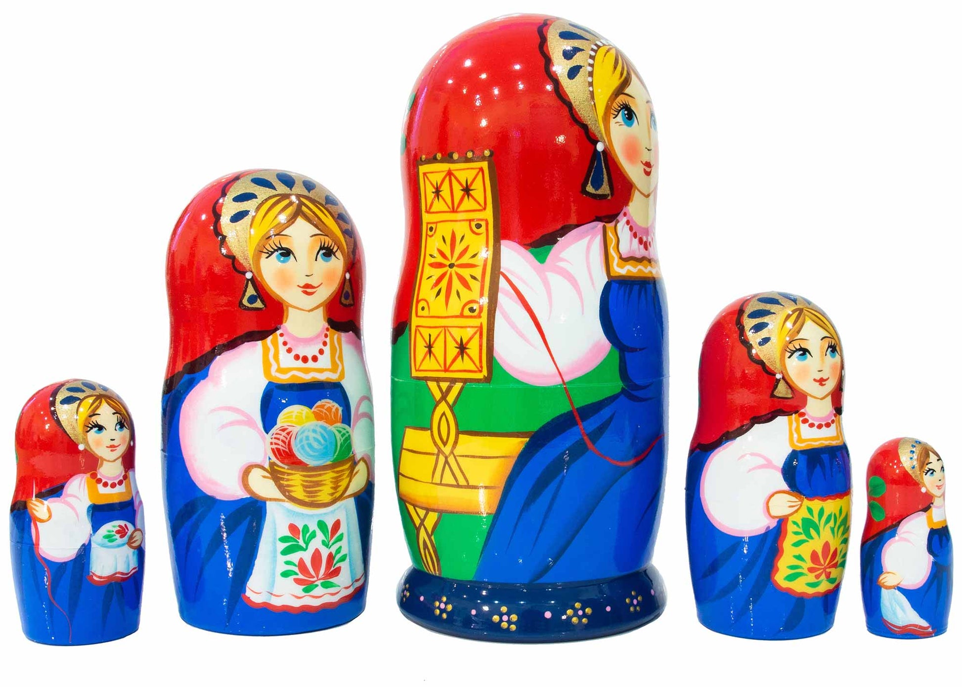 Russian Stackable Dolls Spinner Matryoshka 5pc/5.5''