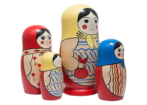 Russian Stackable Dolls Tinker, Tailor, Soldier, Spy 4pc/5"