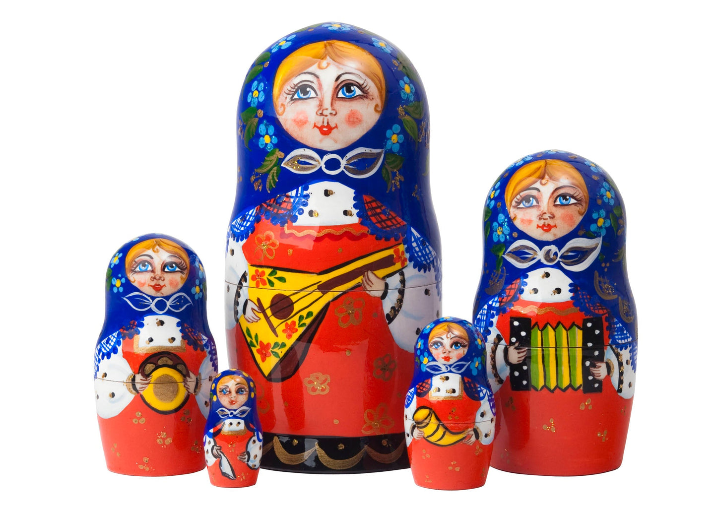 Stackable Dolls Balalaika Matryoshka 5pc/6''
