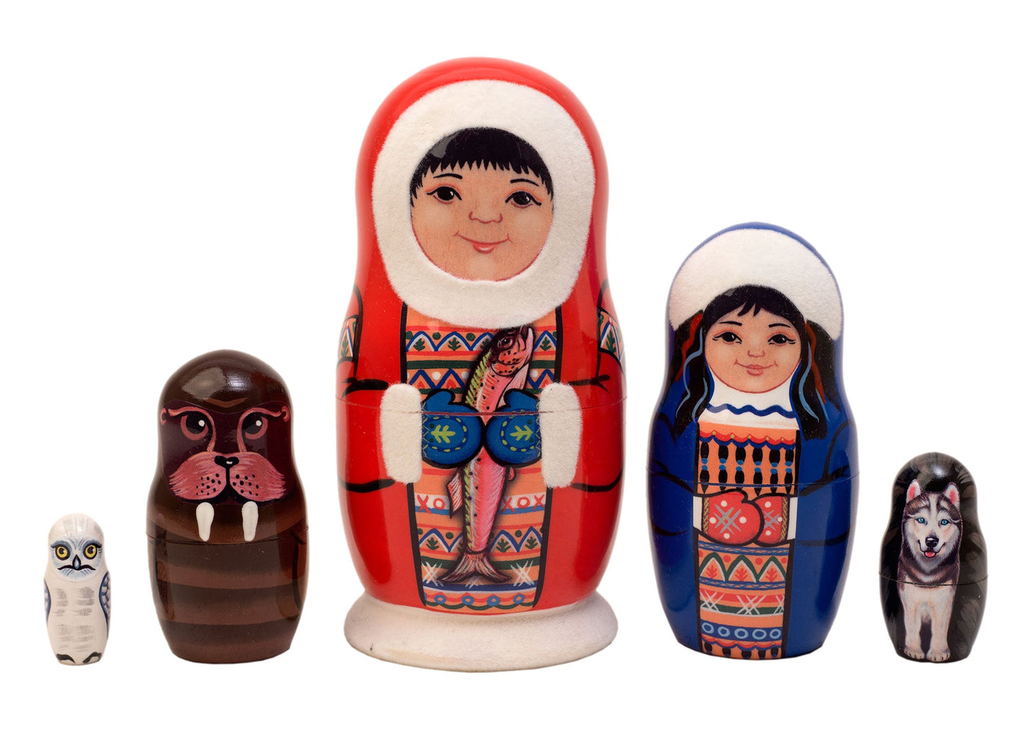 Stackable Dolls Eskimo Nesting Doll 5pcs/6’’