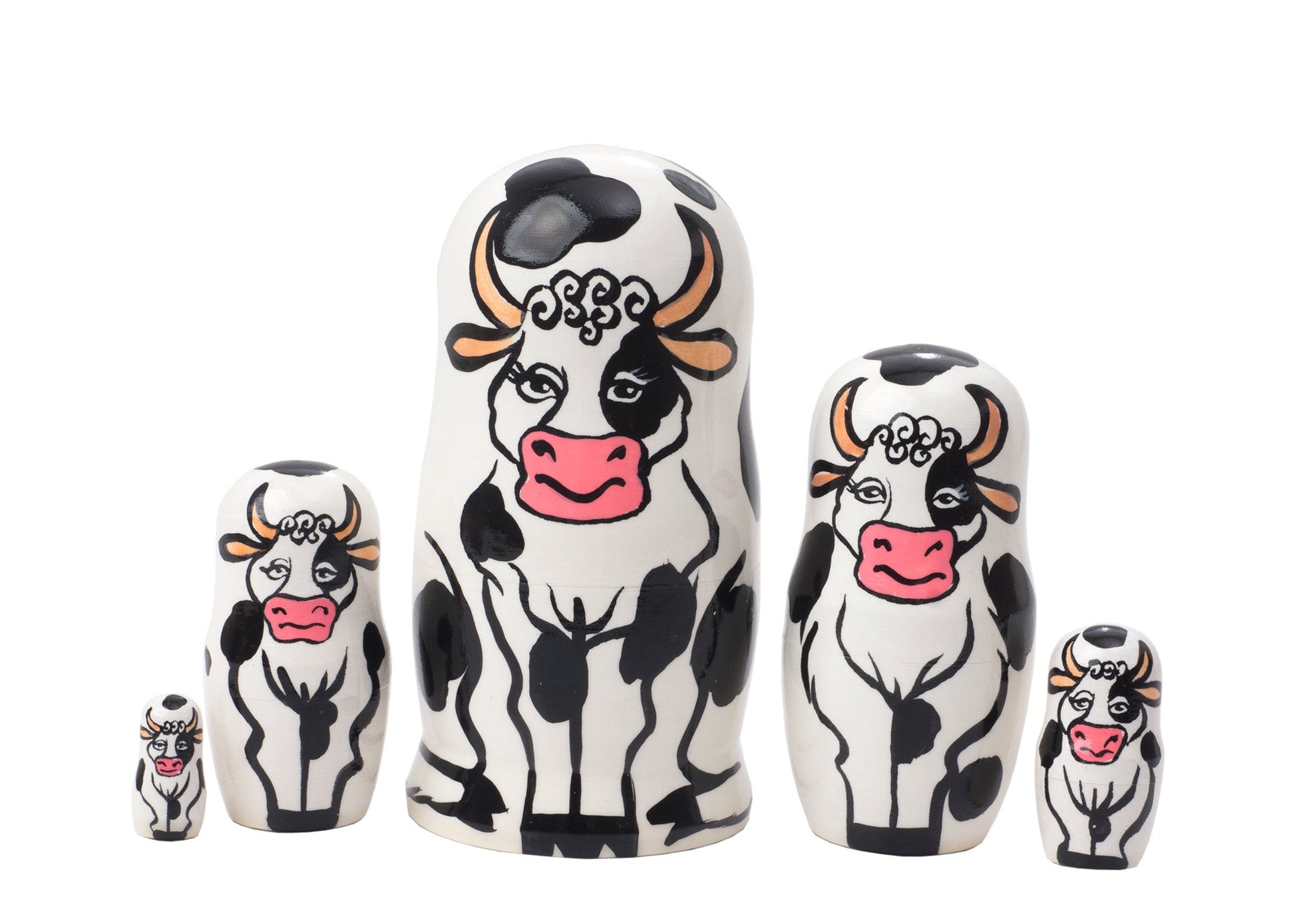 Stackable Dolls Holstein Cow 5pc/4"