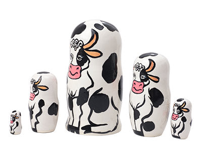 Stackable Dolls Holstein Cow 5pc/4"