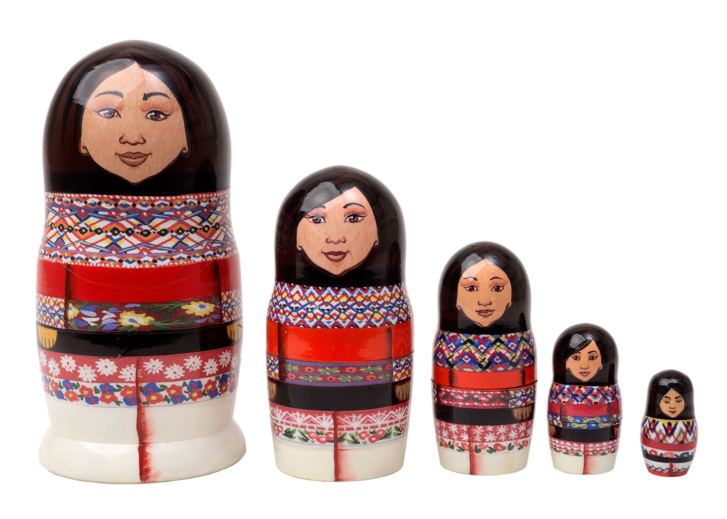 Stackable Dolls Inuit Eskimo Women 5pc/5''