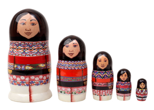 Stackable Dolls Inuit Eskimo Women 5pc/5''