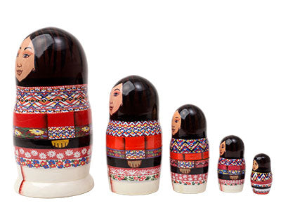 Stackable Dolls Inuit Eskimo Women 5pc/5''