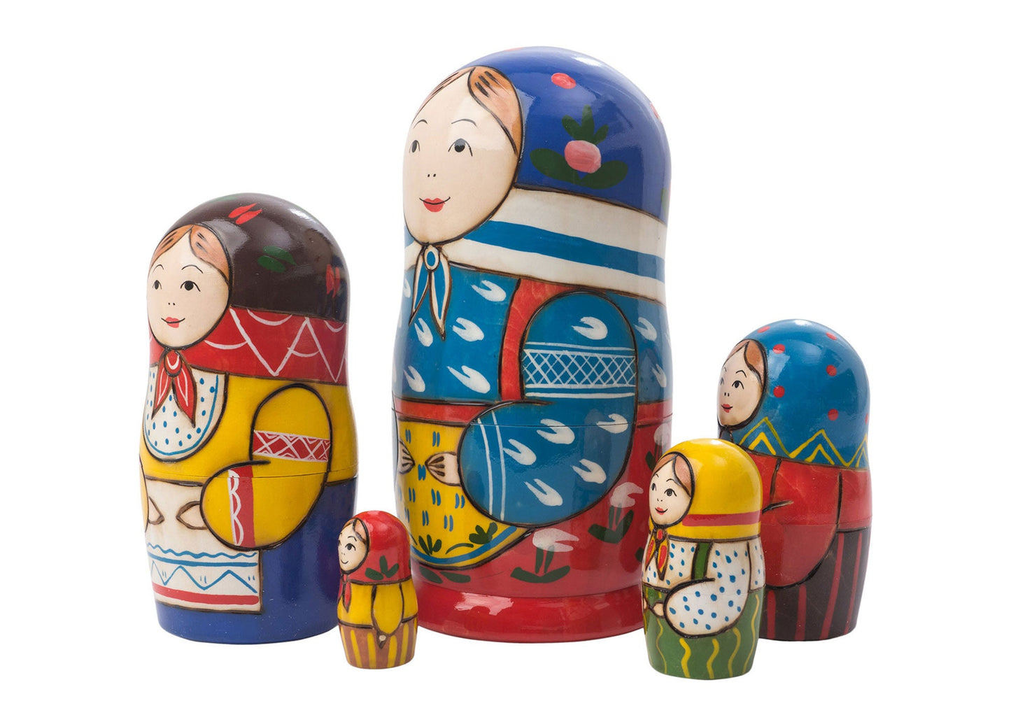 Stackable Dolls Peasant Family 5pc/6’’