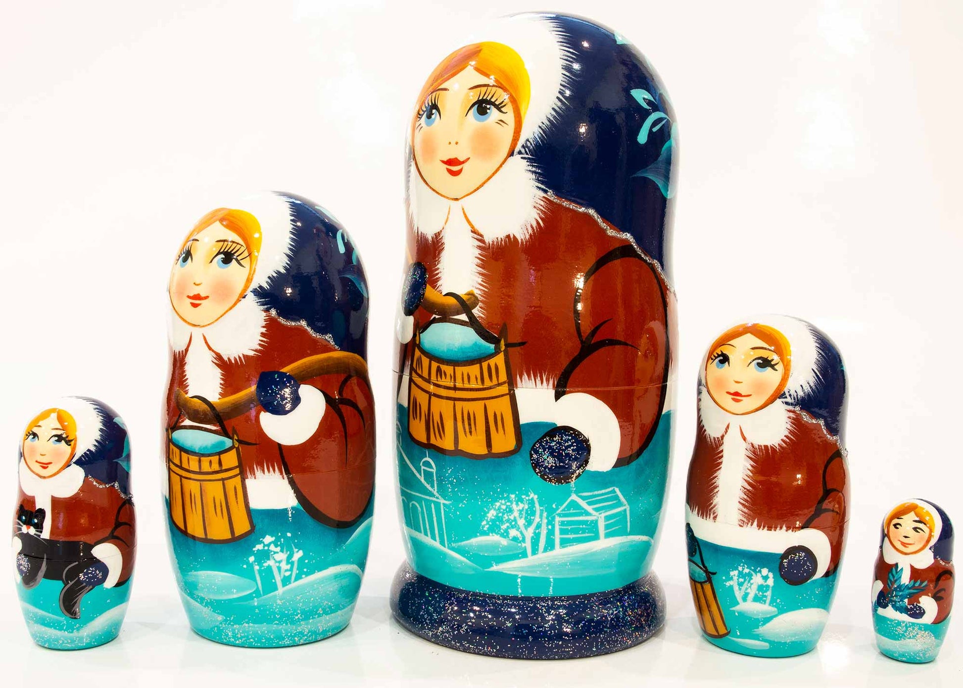 Stackable Dolls Water Carrier Matryoshka 5pc/6''