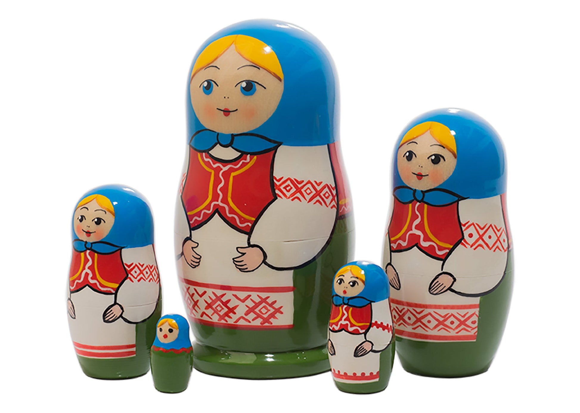 Stackable Russian Dolls Belarus Folk 5pc/4''