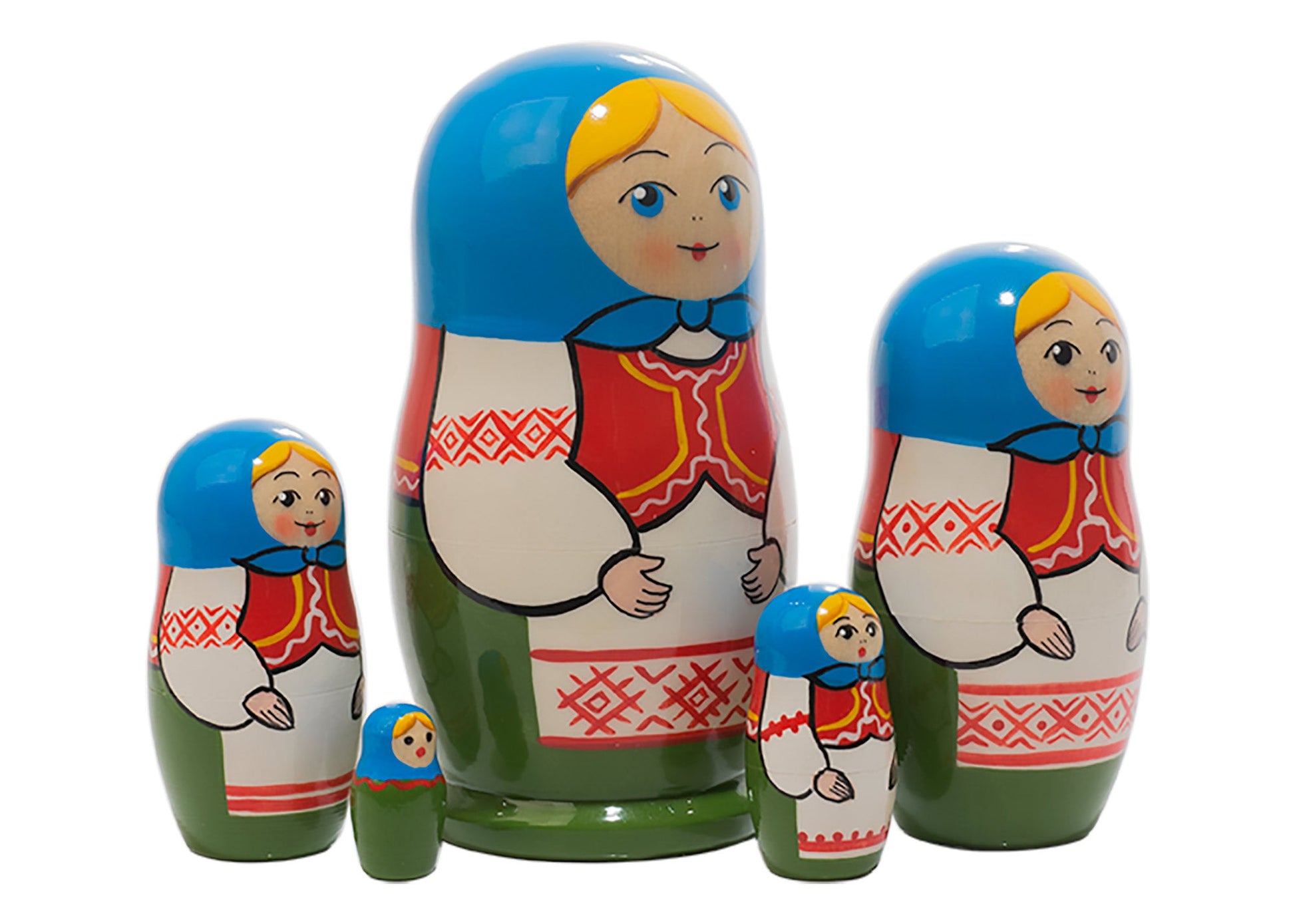 Stackable Russian Dolls Belarus Folk 5pc/4''