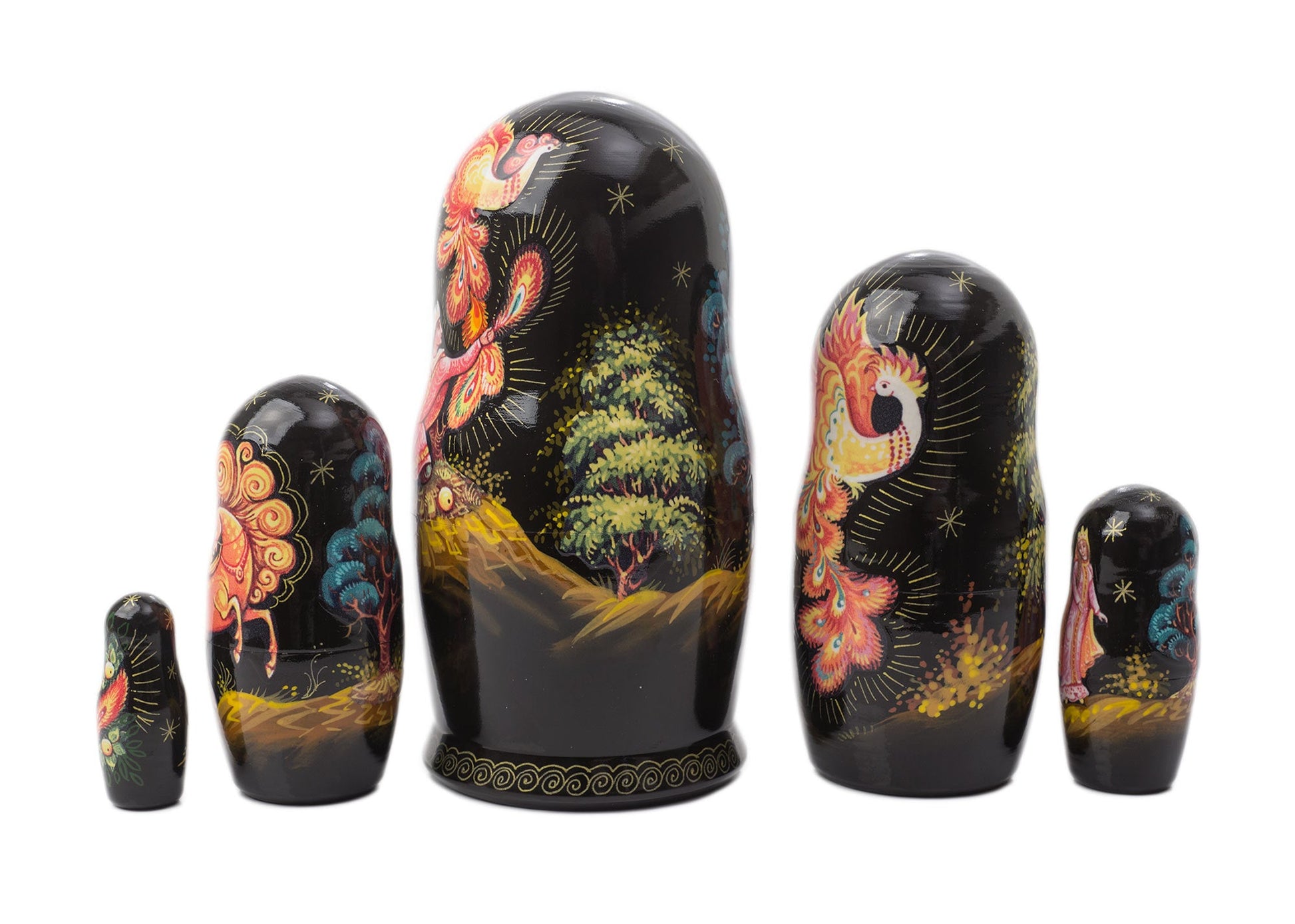 Stackable Russian Dolls Firebird 5pc/4.25"
