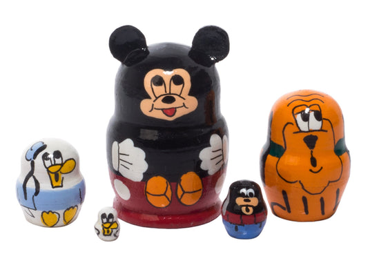 Stackable Russian Dolls Miniature Mickey Mouse 5pc/1.25''