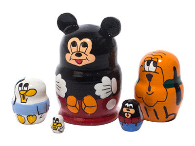 Stackable Russian Dolls Miniature Mickey Mouse 5pc/1.25''