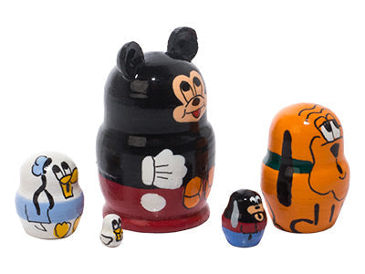 Stackable Russian Dolls Miniature Mickey Mouse 5pc/1.25''