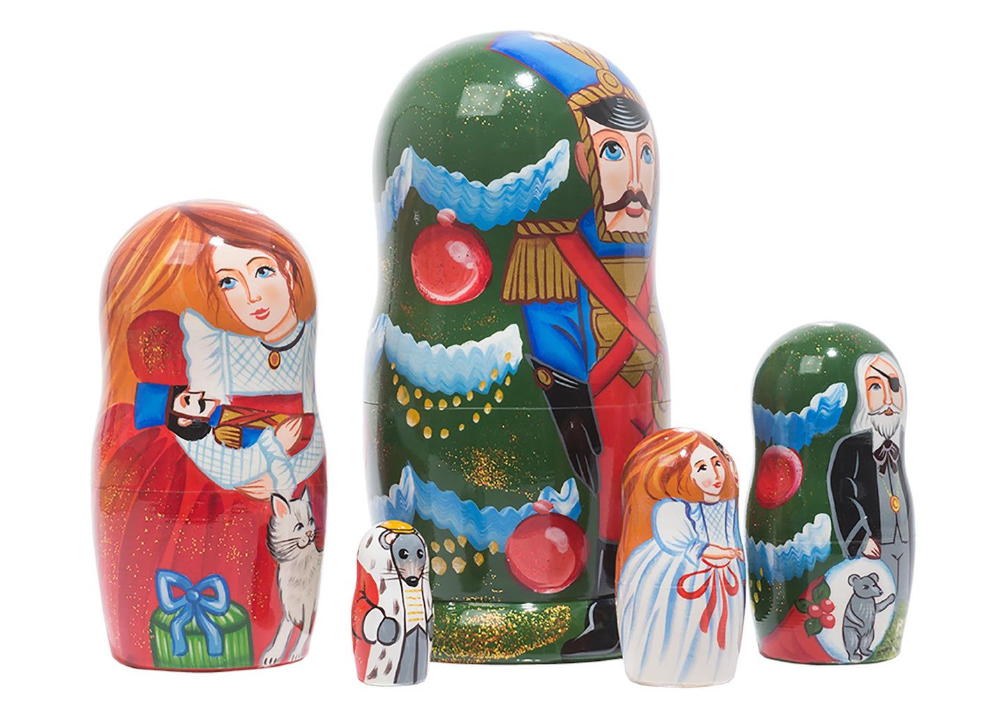 Stackable Russian Dolls Nutcracker 5pc/6''
