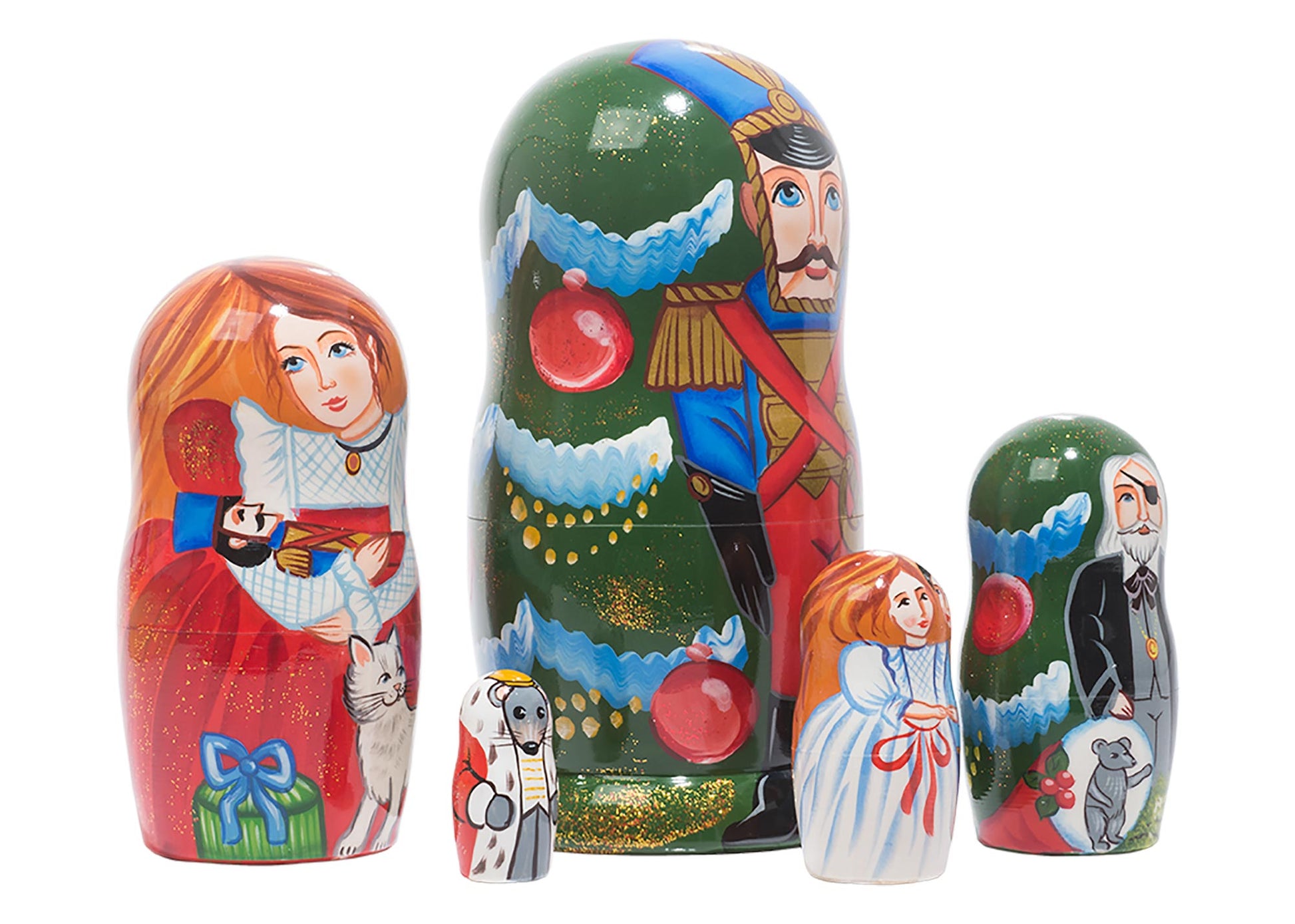 Stackable Russian Dolls Nutcracker 5pc/6''