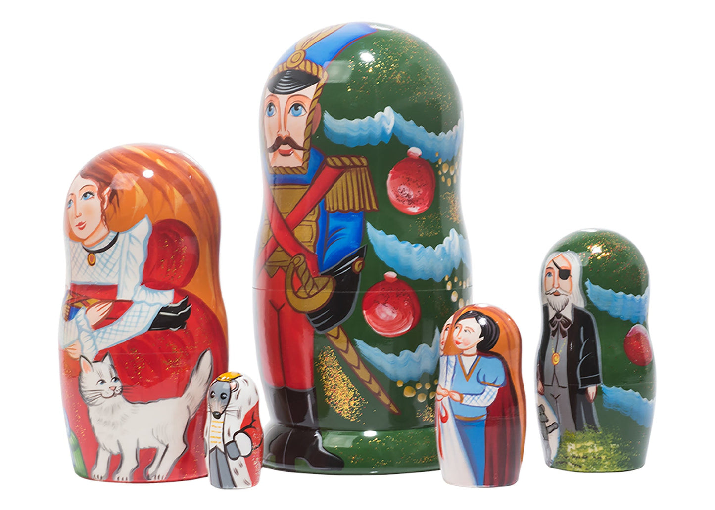Stackable Russian Dolls Nutcracker 5pc/6''