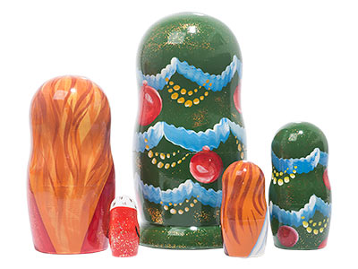 Stackable Russian Dolls Nutcracker 5pc/6''