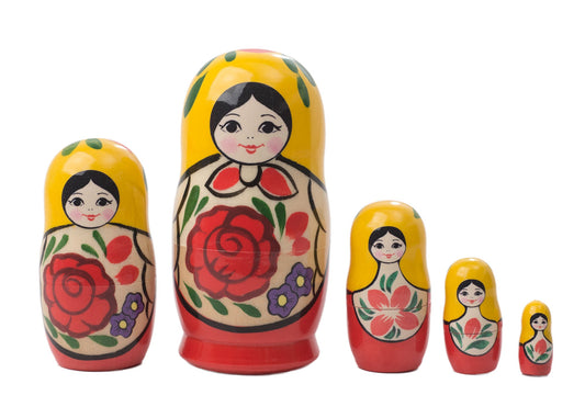 Stackable Russian Dolls Semenov 5pc/4"