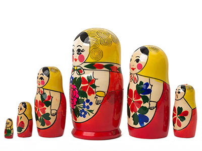 Stackable Russian Dolls Semenov 6pc/5”