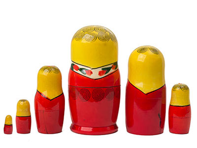 Stackable Russian Dolls Semenov 6pc/5”
