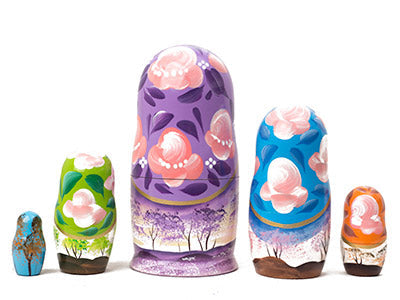 Stackable Russian Dolls Swan Heart 5pc/6''