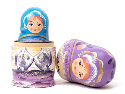 Stackable Russian Dolls Swan Heart 5pc/6''