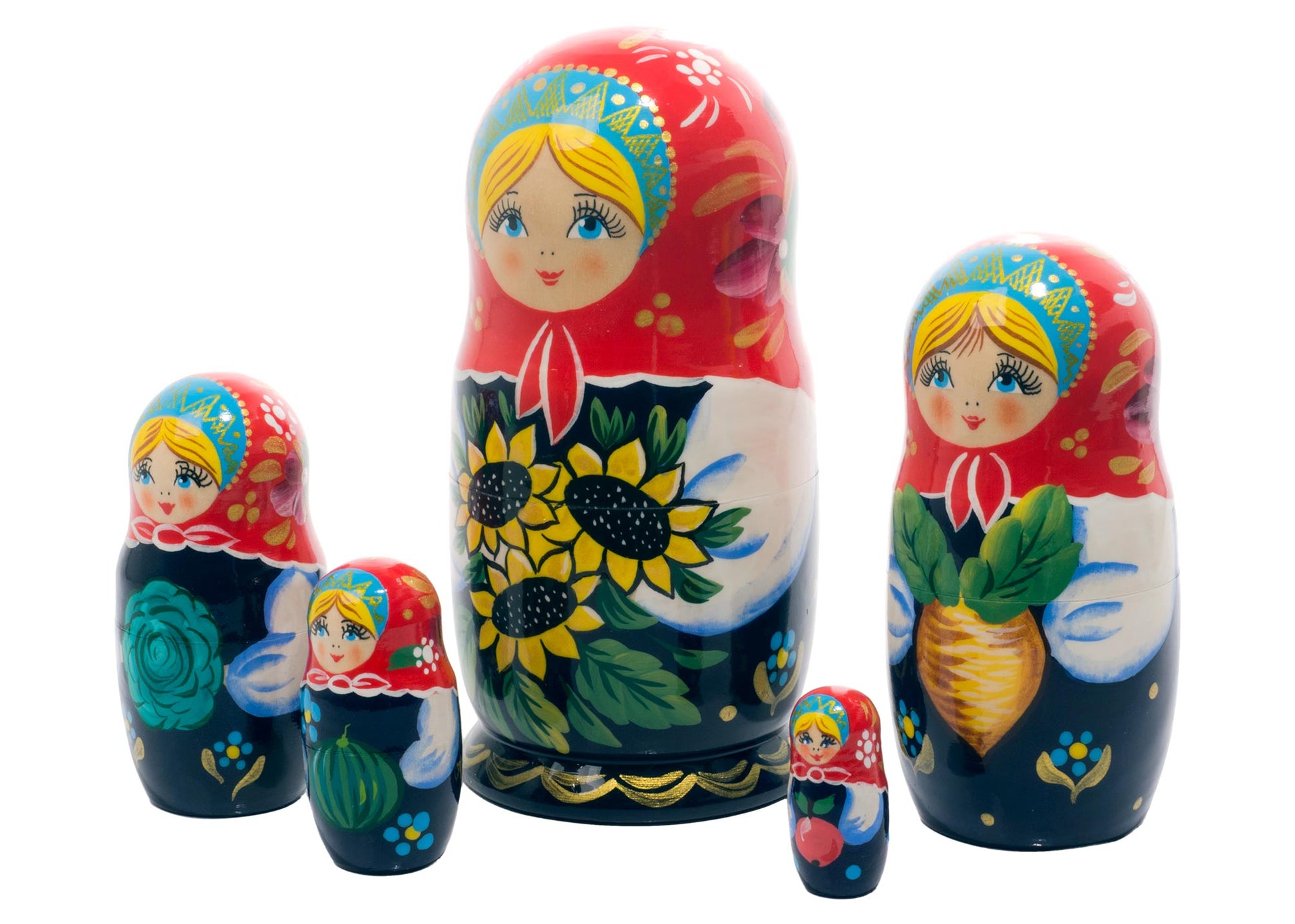 Russian Stackable Dolls Sunflower Doll 5pc/6”