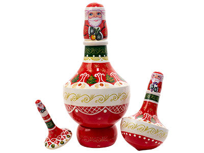 Xmas Nesting Dolls Christmas Spinning Top 3pc/5"