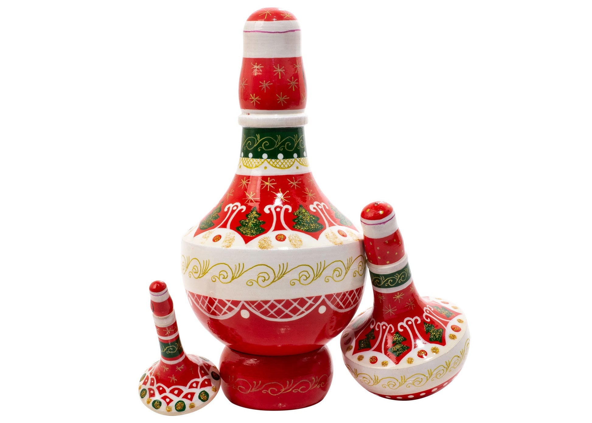Xmas Nesting Dolls Christmas Spinning Top 3pc/5"