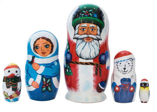 Xmas Nesting Dolls Polar Christmas 5pc/5''