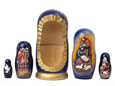 Xmas Nesting Dolls Silent Night Nativity Doll 5pc/6''