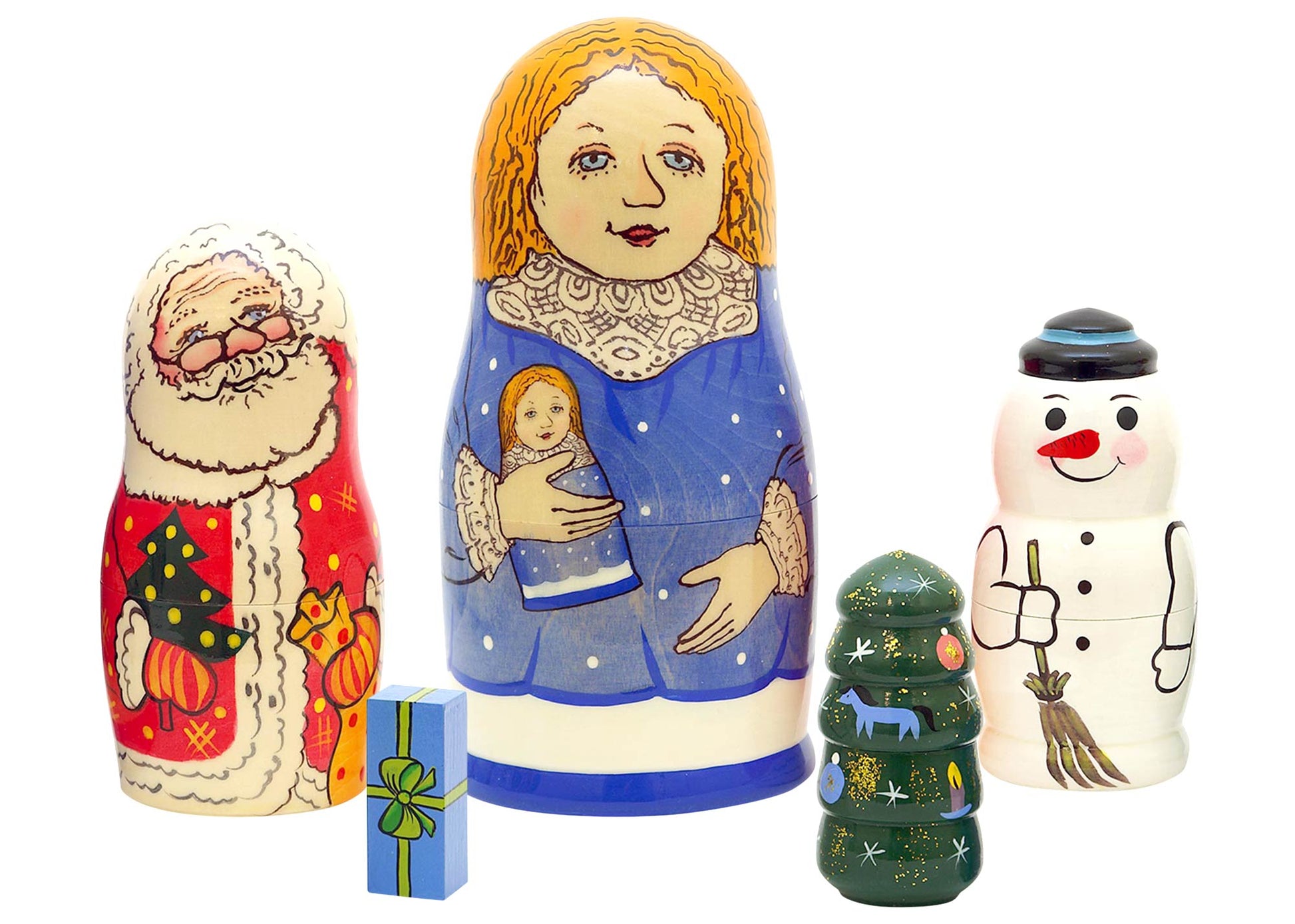 Xmas Nesting Dolls Snow Maiden 5pc/6"