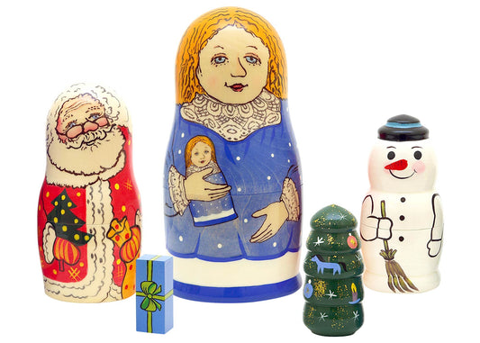 Xmas Nesting Dolls Snow Maiden 5pc/6"