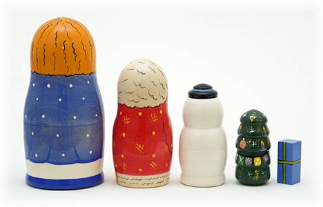 Xmas Nesting Dolls Snow Maiden 5pc/6"